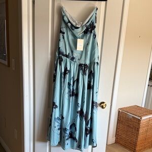 Peppermayo Powder Blue Floral Cowl Dress
